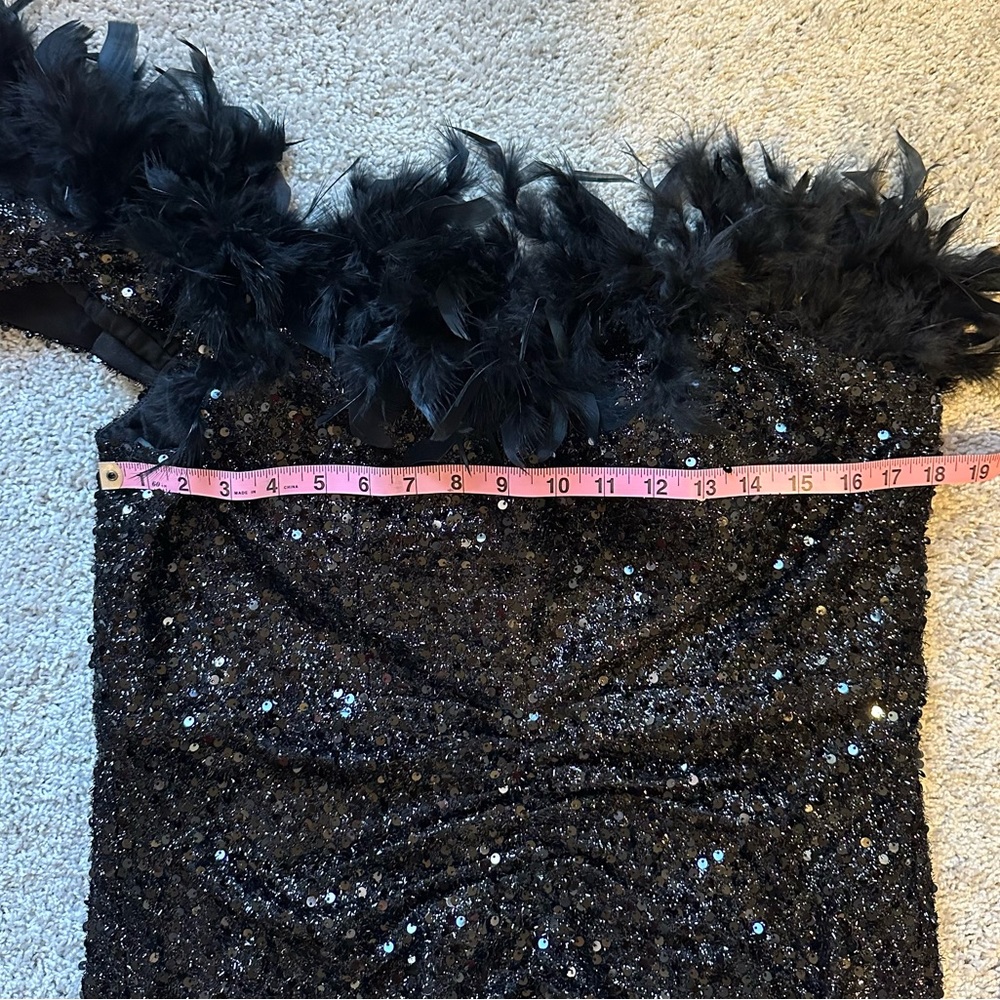 Black Sequin Dress with Feathers - Picture 13 of 13